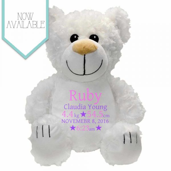Keepsake Birth Details – White Bear